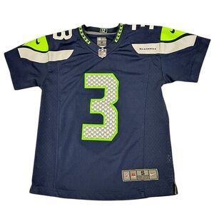 Nike NFL Blue & chartreuse Green Jersey for #3 Seahawks Wilson size 12(boys)